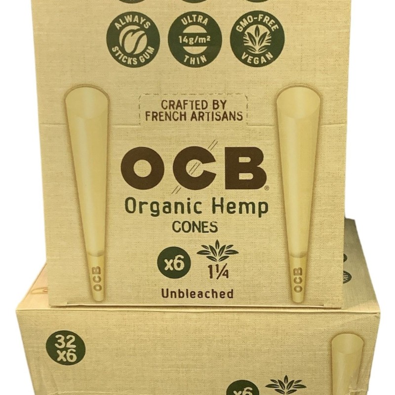 OCB ORGANIC HEMP 1 1/4 CONES 32X6 OCB ORGANIC HEMP 1 1/4 CONES 32X6