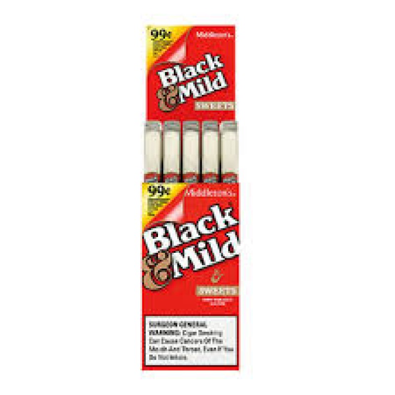 BLACK & MILD CIGARS 25 PLASTIC TIP SWEETS 99C BLACK & MILD CIGARS 25 PLASTIC TIP SWEETS 99C