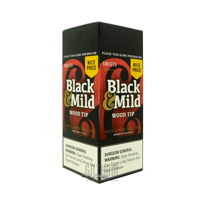 BLACK & MILD CIGARS 25 WOOD TIP SWEETS