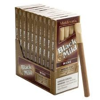 BLACK & MILD CIGARS 25 WOOD TIP WINE