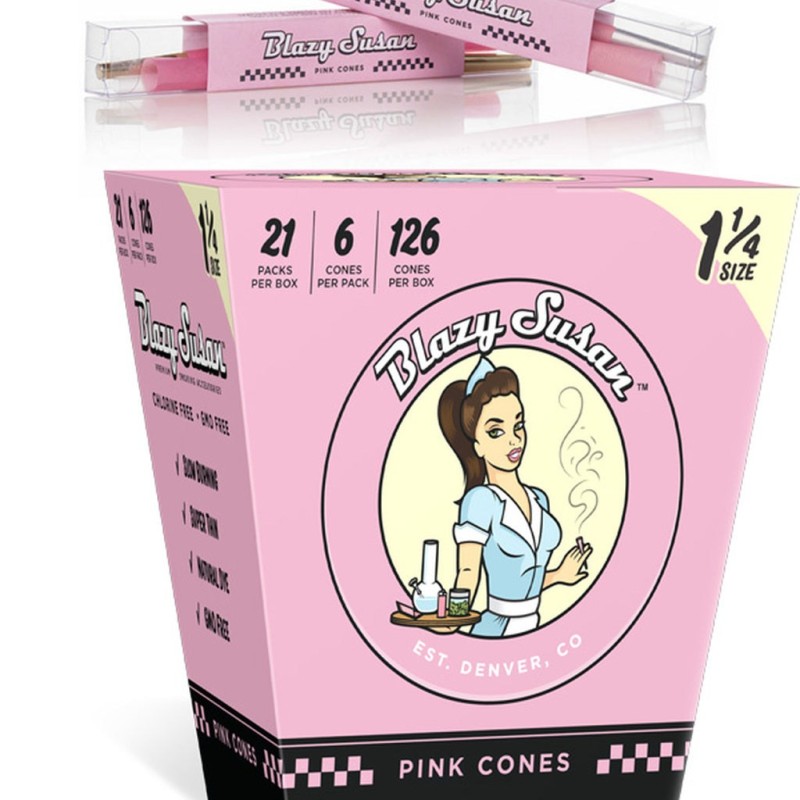 BLAZY SUSAN PINK CONES SIZE 1 1/4, 21 PAKC OF 6 CONES BLAZY SUSAN PINK CONES SIZE 1 1/4, 21 PAKC OF 6 CONES