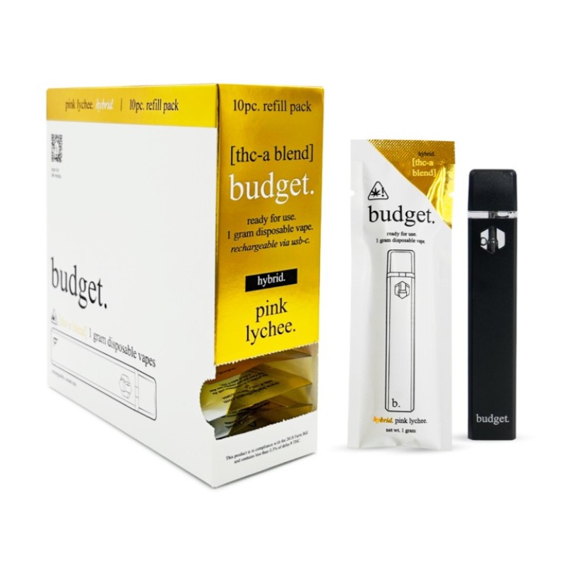 BUDGET THC A DISPOSBILE 1GM 10PC HYBRID PINK LYCHEE THC A BUDGET THC A DISPOSBILE 1GM 10PC HYBRID PINK LYCHEE THC A