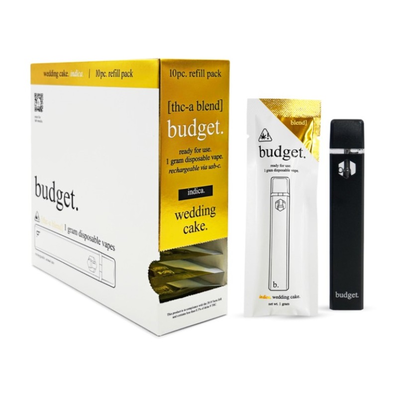 BUDGET THC A DISPOSBILE 1GM 10PC INDICA WEDDING CAKE THC A BUDGET THC A DISPOSBILE 1GM 10PC INDICA WEDDING CAKE THC A