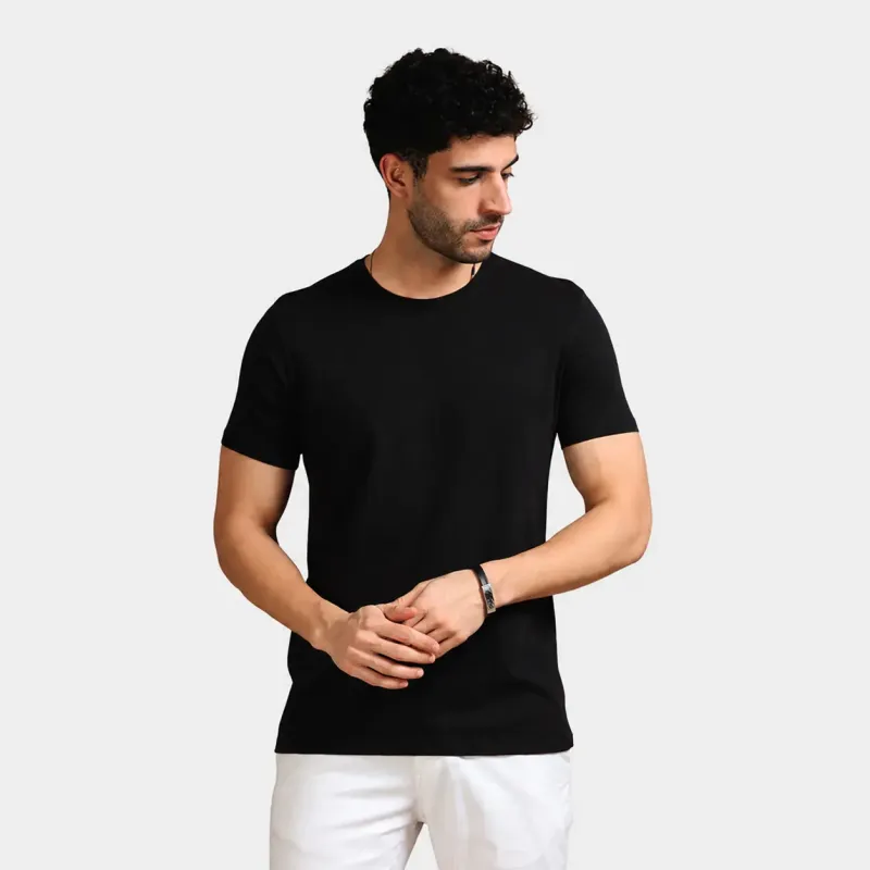 Black Round Neck T Shirt 6XL
