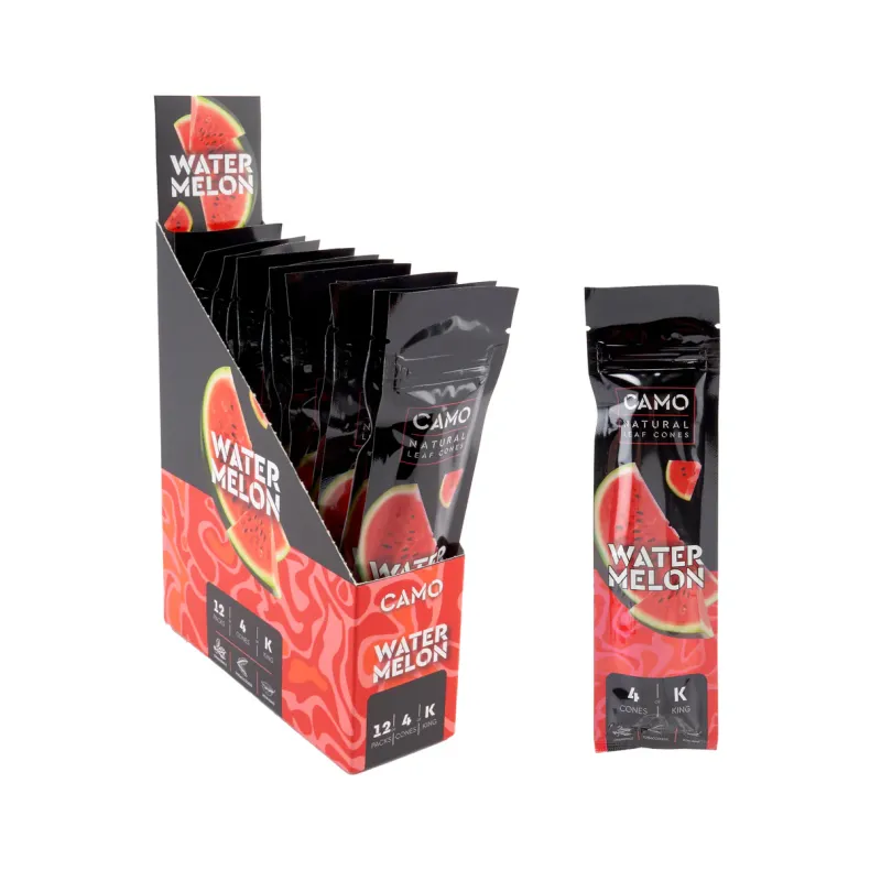 CAMO LEAF CONES WATERMELON 12 PK OF 4 KING SIZE CAMO LEAF CONES WATERMELON 12 PK OF 4 KING SIZE
