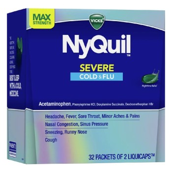 NYQUIL SEVRE COLD FLU 32PACK OF 2 CAP NYQUIL SEVRE COLD FLU 32PACK OF 2 CAP