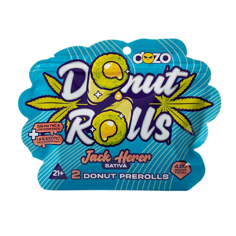 DOZO DONUT ROLLS 500MG THC A JACK HERER SATIVA 5PK OF 2 PREROLLS DOZO DONUT ROLLS 500MG THC A JACK HERER SATIVA 5PK OF 2 PREROLLS