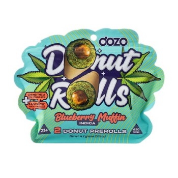 DOZO DONUT ROLLS 500MG THC A SATIVA 5PK /2 BLUEBERRY MUFFIN