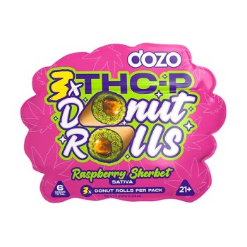 DOZO DONUT ROLLS 500MG THC P SATIVA 5PK /3 RASPBERRY SHERBET