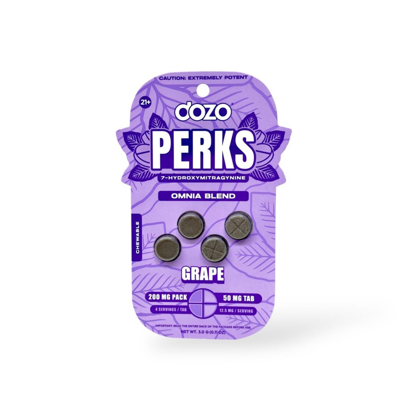 DOZO PERKS 10PK OF 4 TAB 100MG 5PK GRAPE OMNIA DOZO PERKS 10PK OF 4 TAB 100MG 5PK GRAPE OMNIA