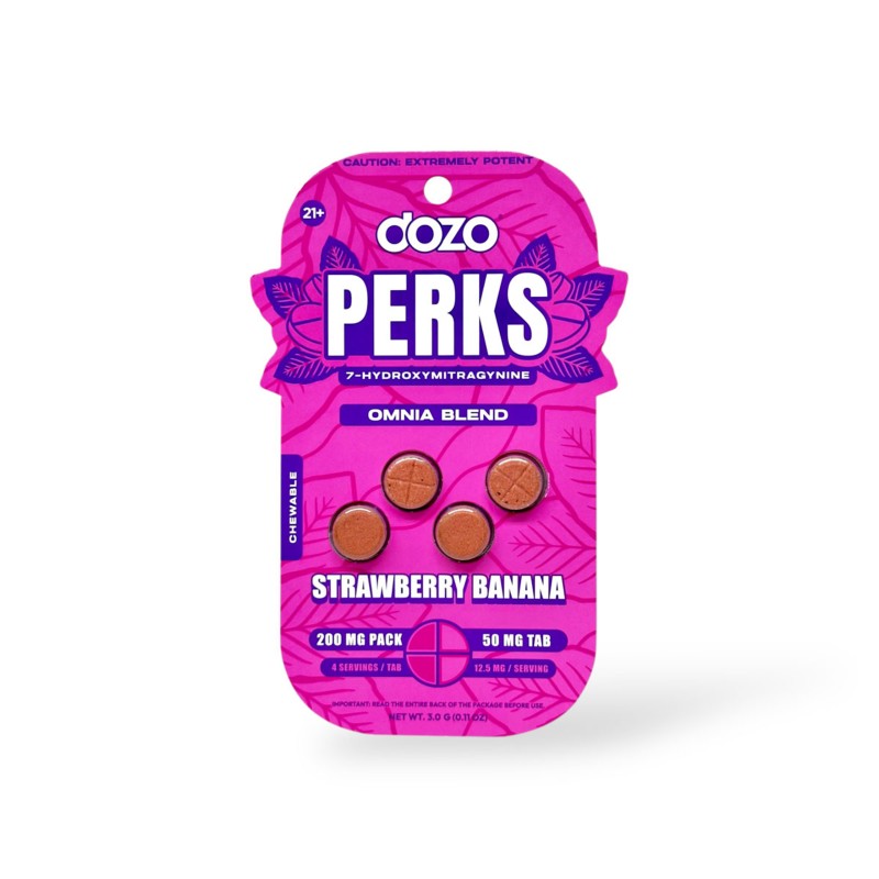 DOZO PERKS 7 HYDROXI 50MG 10PK OF 4TAB STRAWBERRY BANANA DOZO PERKS 7 HYDROXI 50MG 10PK OF 4TAB STRAWBERRY BANANA