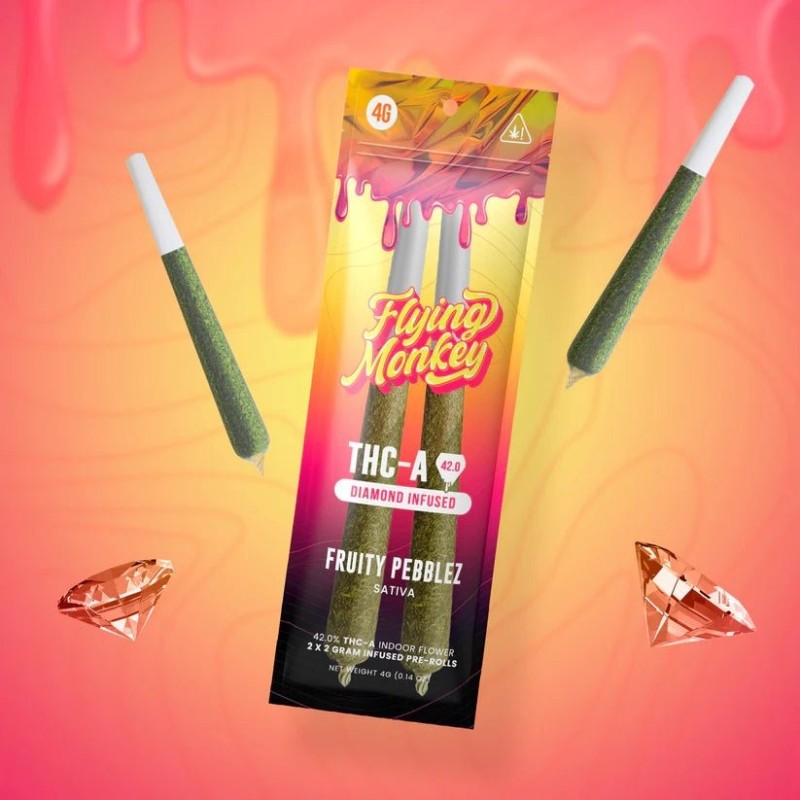FLYING MONKEY THC A DIAMOND 2GM 2PK/10 SATIVA FRUITY PEBBLEZ FLYING MONKEY THC A DIAMOND 2GM 2PK/10 SATIVA FRUITY PEBBLEZ