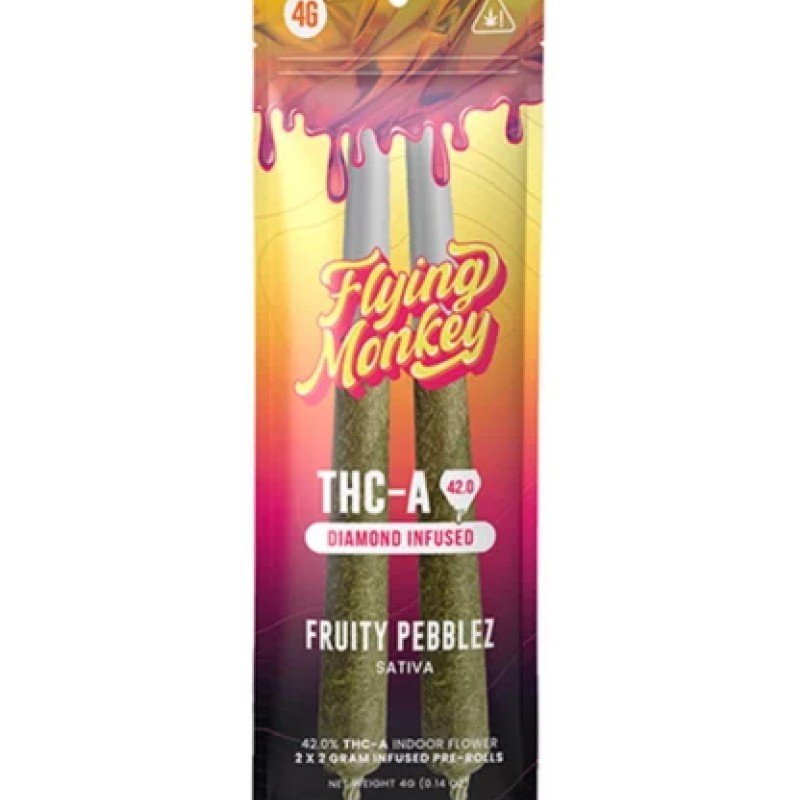 FLYING MONKEY THC A DIAMOND 2GM 2PK/10 SATIVA FRUITY PEBBLEZ