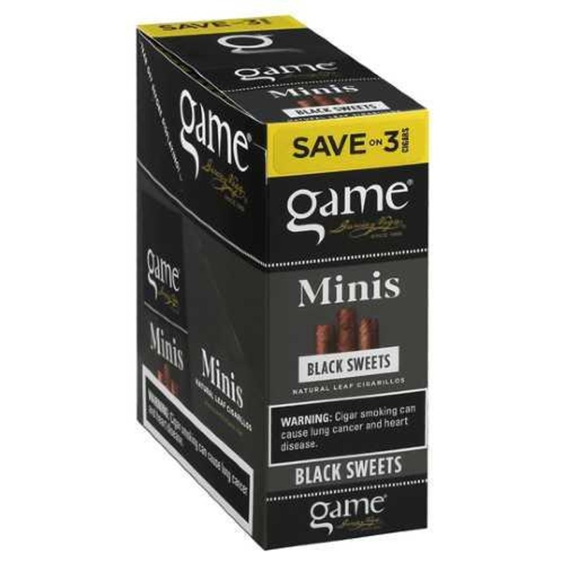GAME 15/3 PK MINI CIGARS BLACK SWEETS GAME 15/3 PK MINI CIGARS BLACK SWEETS