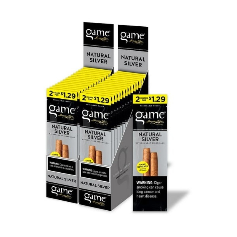 GAME 30 PK OF 2 CIGARS NATURAL SILVER GAME 30 PK OF 2 CIGARS NATURAL SILVER