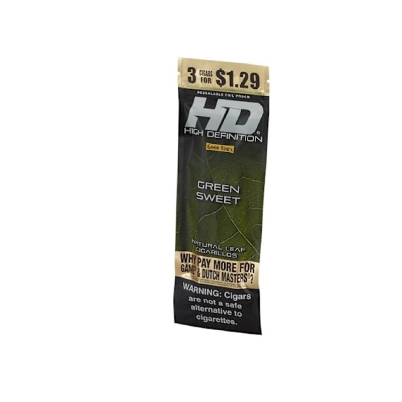 HD NATURAL LEAF CIGARILLOS 3/1.29 15/3 GREEN SWEET HD NATURAL LEAF CIGARILLOS 3/1.29 15/3 GREEN SWEET
