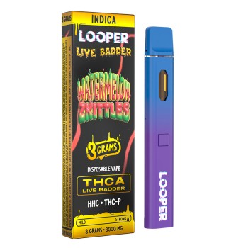 LOOPER LIVE BADDER THCA HHC THC-P 3GM INDICA DISPOSABLE VAPE LOOPER LIVE BADDER THCA HHC THC-P 3GM INDICA DISPOSABLE VAPE