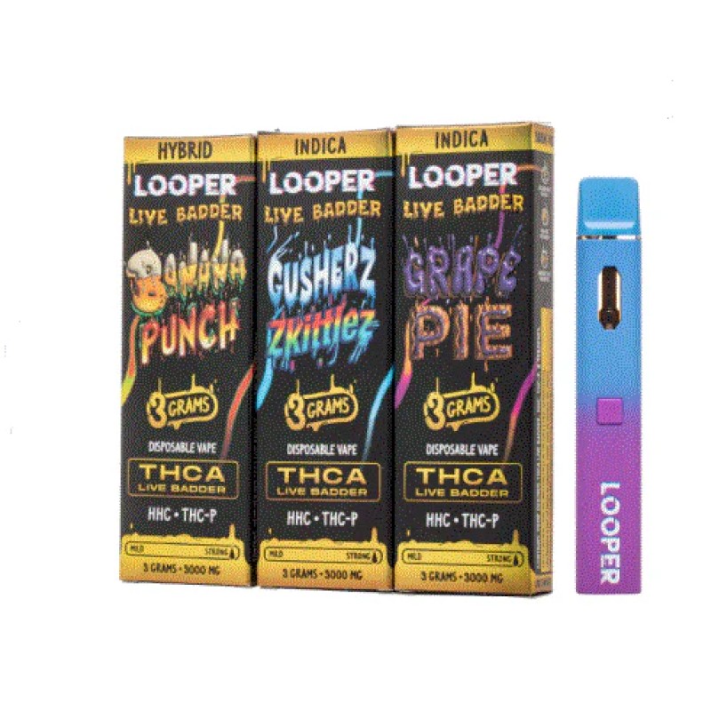 LOOPER LIVE BADDER THCA HHC THC-P 3GM HYBRID DISPOSABLE VAPE