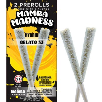 MAMBA MADNESS 2GM 2PRE ROLLS 10PK  DIAMOND HYBRID GELATO 33 MAMBA MADNESS 2GM 2PRE ROLLS 10PK  DIAMOND HYBRID GELATO 33
