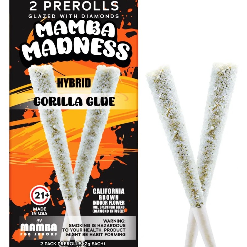 MAMBA MADNESS 2GM 2PRE ROLLS 10PK DIAMOND HYBRID GORILLA GLUE MAMBA MADNESS 2GM 2PRE ROLLS 10PK DIAMOND HYBRID GORILLA GLUE