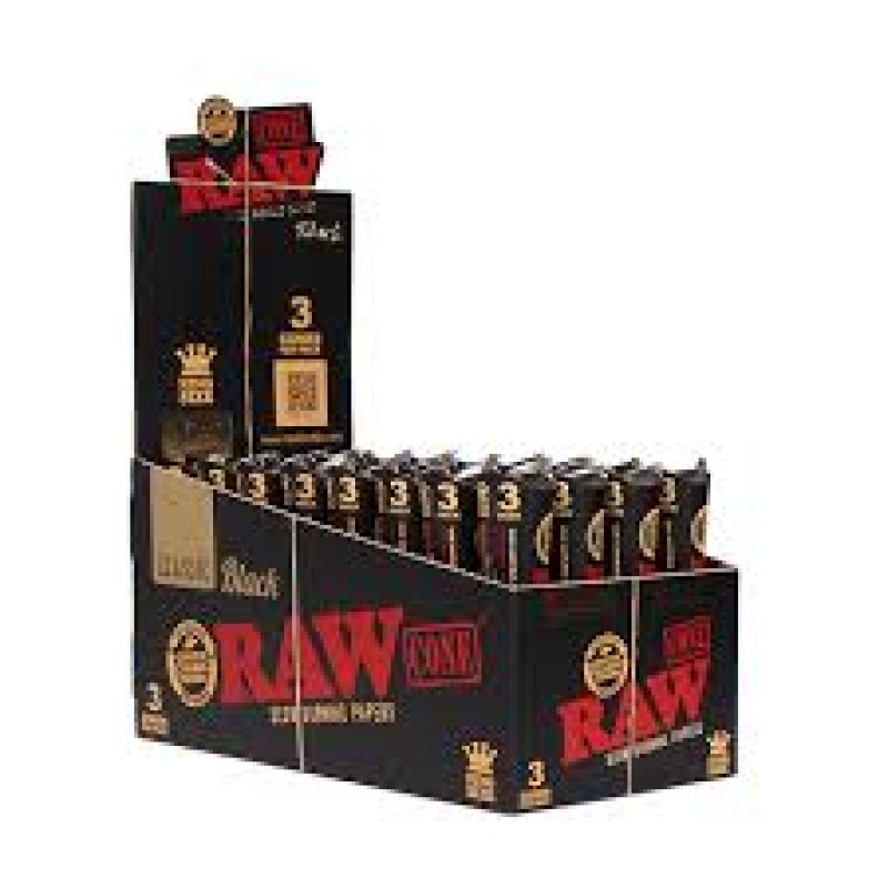 RAW BLACK CONE 6 CONE/PK 1 1/4 SIZE 32 PACK RAW BLACK CONE 6 CONE/PK 1 1/4 SIZE 32 PACK