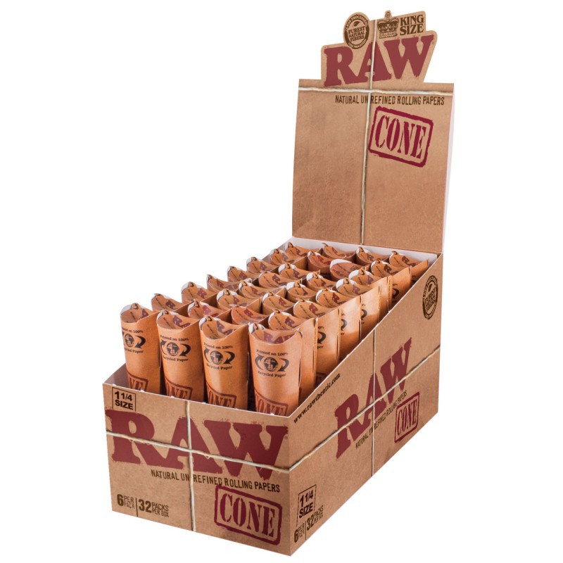 RAW CLASSIC CONE 6 CONE/PK 1 1/4 SIZE 32 PACK RAW CLASSIC CONE 6 CONE/PK 1 1/4 SIZE 32 PACK