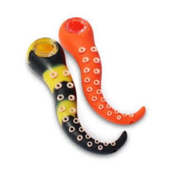 SILICONE OCTOPUS M/ FINGER GLASS PIPE