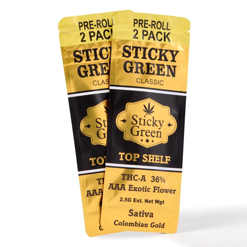 STICKY GREEN 2PK CLASSIC COLUMBIA GOLD SATIVA GOLD STICKY GREEN 2PK CLASSIC COLUMBIA GOLD SATIVA GOLD