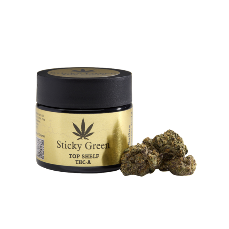 STICKY GREEN FLOWERS GOLDEN GOAT INDICA GOLD THC A 2.5 GM STICKY GREEN FLOWERS GOLDEN GOAT INDICA GOLD THC A 2.5 GM