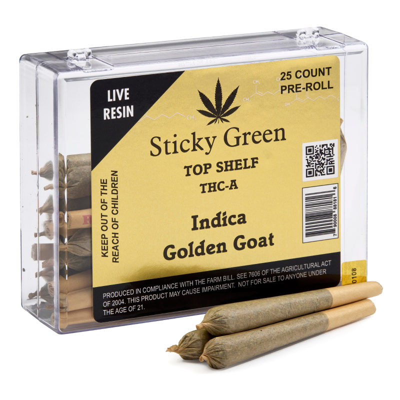 STICKY GREEN PR GOLDEN GOAT THCA INDICA 25CT STICKY GREEN PR GOLDEN GOAT THCA INDICA 25CT