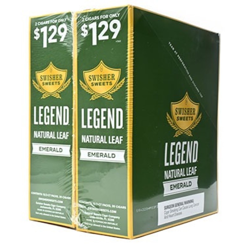 SWISHER SWEETS LEGEND NATURAL LEAF CIGARS (15/2) X 2 EMERALD SWISHER SWEETS LEGEND NATURAL LEAF CIGARS (15/2) X 2 EMERALD