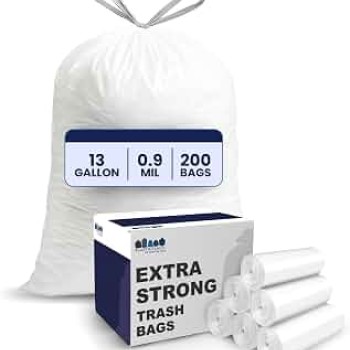 TRASH BAGS 13 GALLONS 24X29 HEAVY WHITE 200 CT