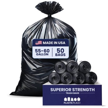 TRASH BAGS 55-60 GALLONS 38X58 HEAVY BLACK 80CT
