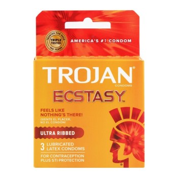 TROJAN ECSTACY ULTRA RIBBED 6PCK OF 3 CONDOMS