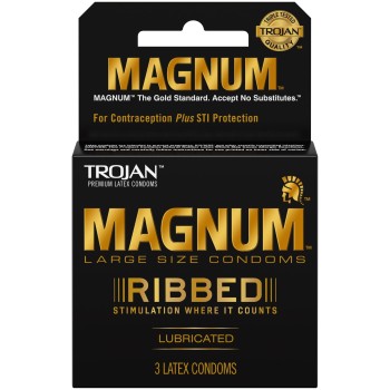 TROJAN MAGNUM RIBBED LUBRICATED 6PCK OF 3 CONDOMS