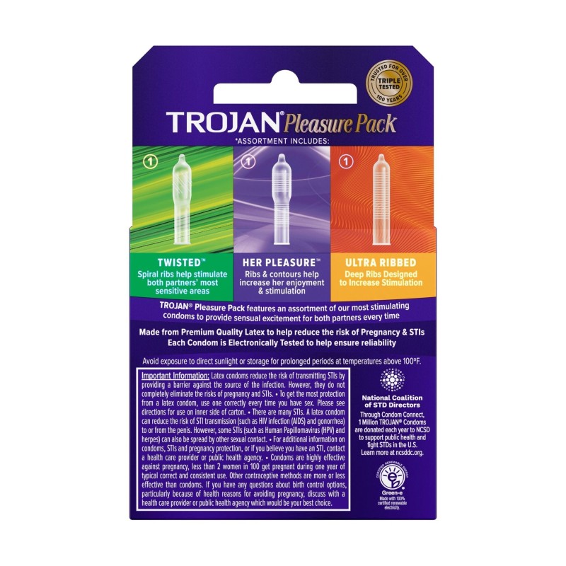 TROJAN PLEASURE PACK 6PCK OF 3 CONDOMS TROJAN PLEASURE PACK 6PCK OF 3 CONDOMS