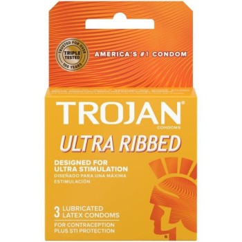 TROJAN ULTRA RIBBED 6PCK OF 3 CONDOMS