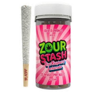ZOUR STASH PRE ROLL 2GM 10CT HYBRID BLUE RASPBERRY LEMONADE
