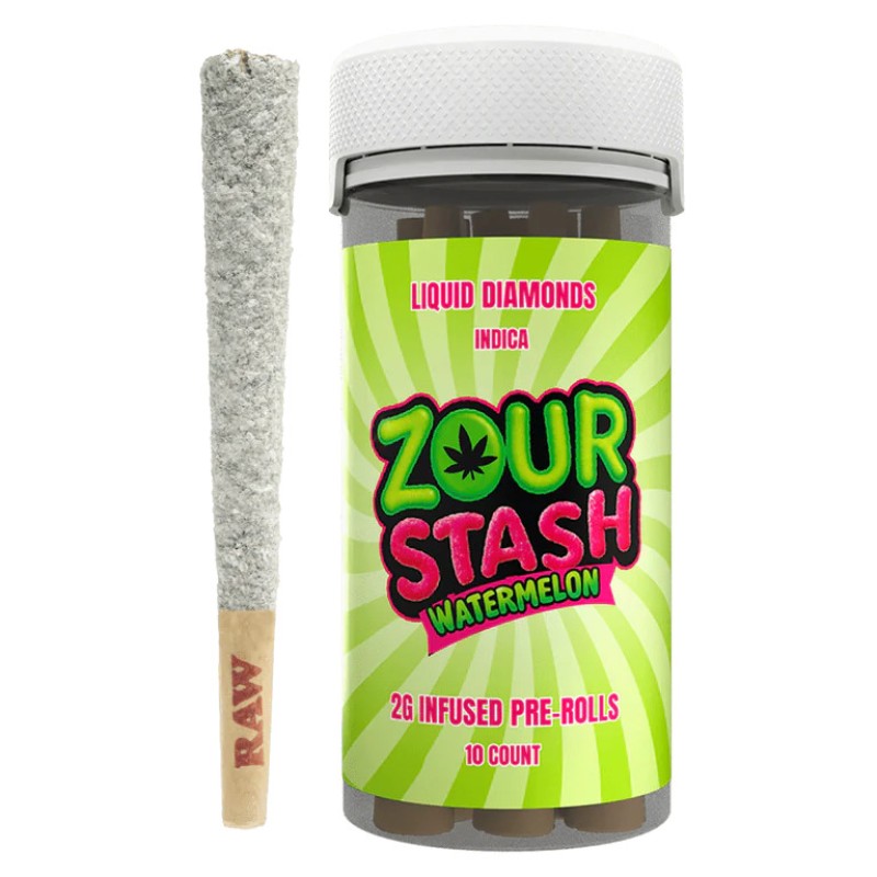 ZOUR STASH PRE ROLL 2PK 1.25GM 10CT INDICA WATERMELON ZOUR STASH PRE ROLL 2PK 1.25GM 10CT INDICA WATERMELON