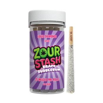 ZOUR STASH PRE ROLL 2PK 1.25GM 10CT SATIVA GRAPE BUBBLEGUM