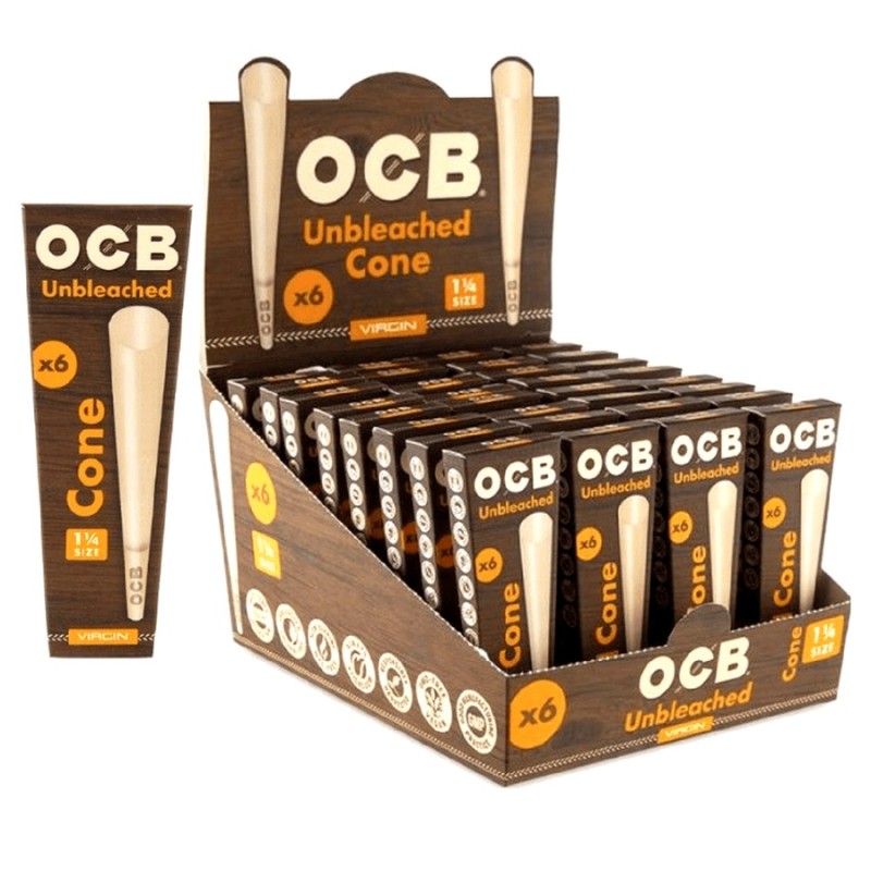 OCB UNBLEACHED CONES SIZE 1 1/4 VIRGIN 32X6 OCB UNBLEACHED CONES SIZE 1 1/4 VIRGIN 32X6
